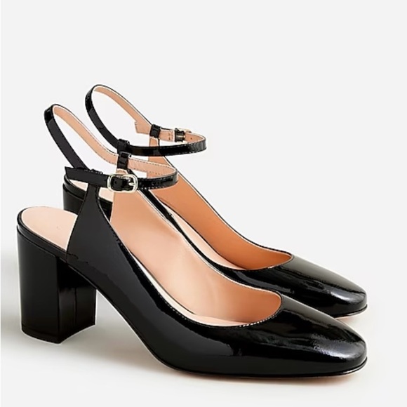 J. Crew Shoes New Jcrew Blk Size 7 Maisie Anklestrap Heels In Patent Leather Poshmark